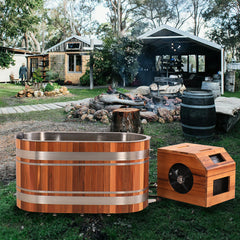 U-Shaped Red Cedar Ice Bath Tub – Ergonomic Cold Plunge Spa Barrel