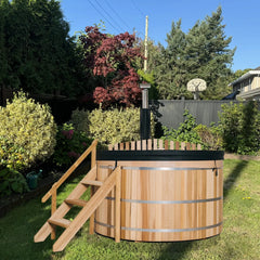 Built-In Oven Heated Wooden Hot Tub – Traditional Wood-Fired Spa