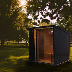 Outdoor Black Square Steam Sauna – 5 to 6 Person Canadian Hemlock