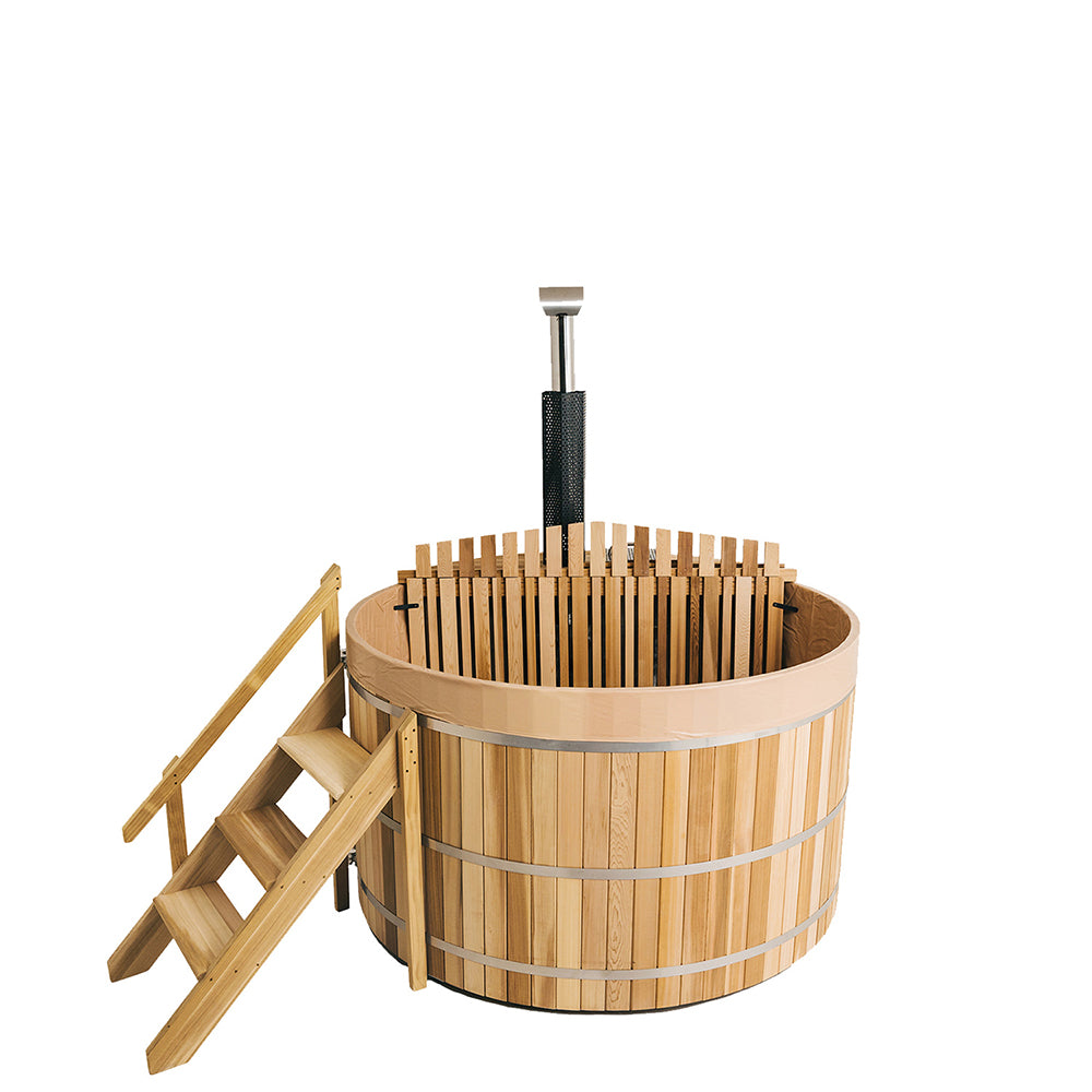 Built-In Oven Heated Wooden Hot Tub – Traditional Wood-Fired Spa