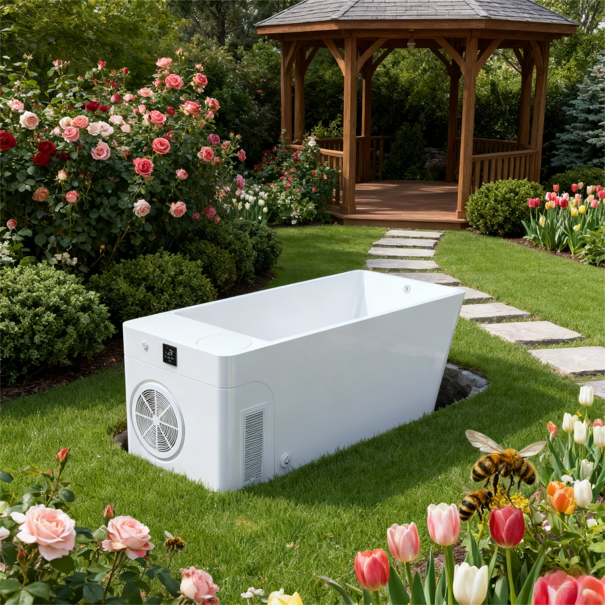 Acrylic Ice Bath Tub with Built-In Ice Machine – All-in-One Cold Plunge Spa