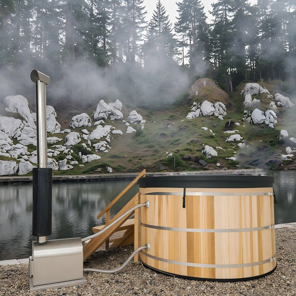 External Oven Heated Wooden Hot Tub – Traditional Outdoor Spa