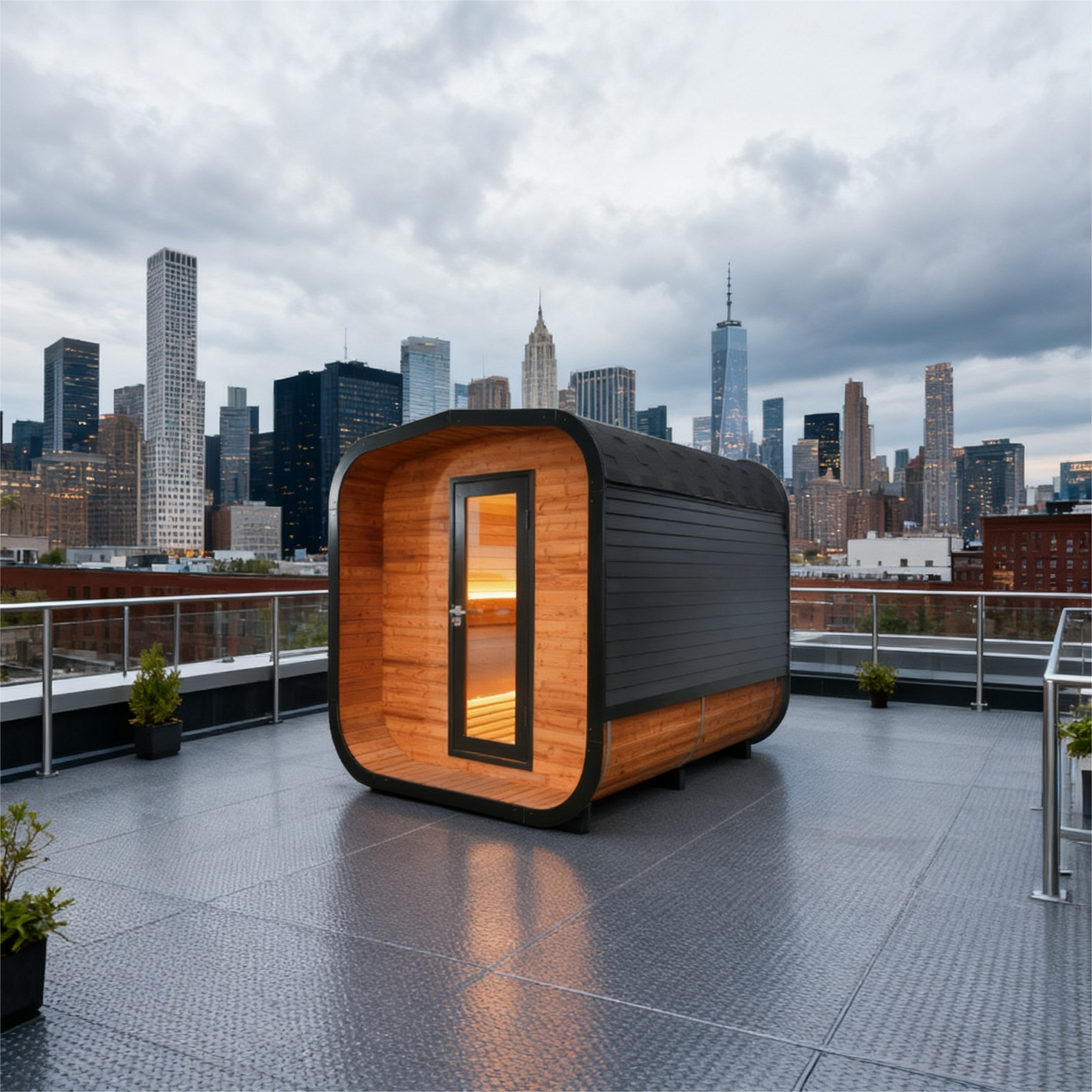 EW-3 Square Infrared Sauna – Carbonized Spruce Wood | Home & Indoor Wellness