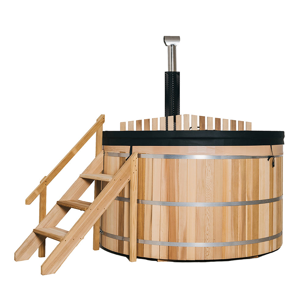 Built-In Oven Heated Wooden Hot Tub – Traditional Wood-Fired Spa