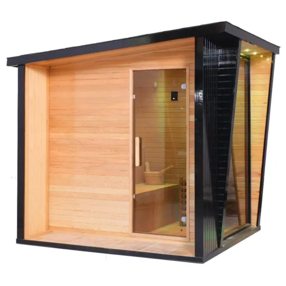 Outdoor Black Square Steam Sauna – 5 to 6 Person Canadian Hemlock