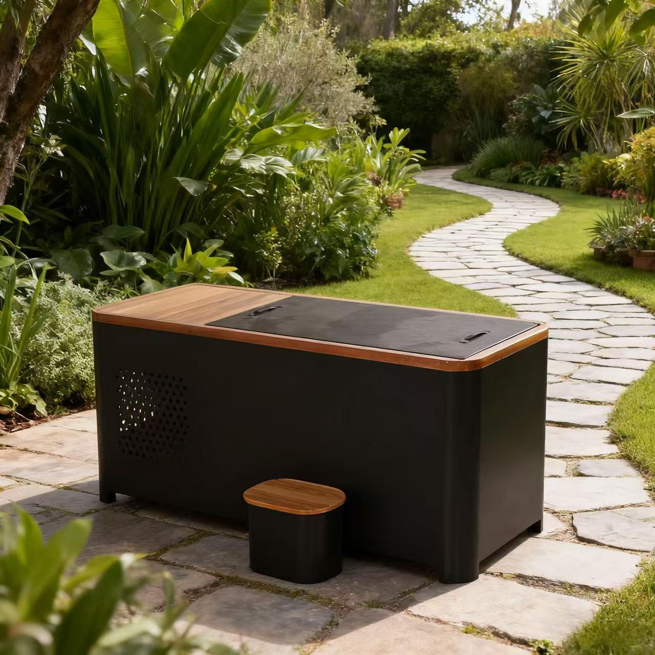 Black Rectangular Ice Tub – Outdoor Cold Plunge Recovery Bath
