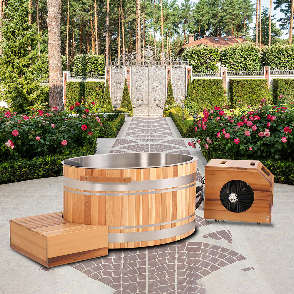 Premium Red Cedar Oval Ice Bath Tub – Cold Plunge Spa for Recovery & Wellness