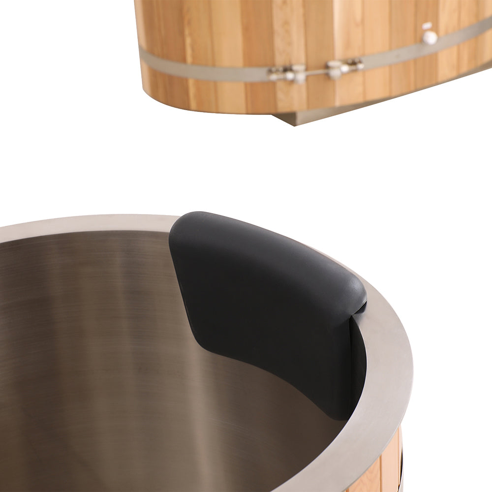 U-Shaped Red Cedar Ice Bath Tub – Ergonomic Cold Plunge Spa Barrel