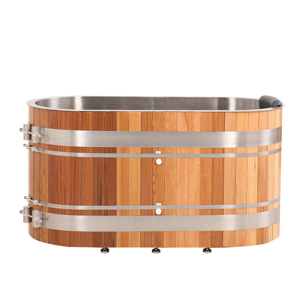 U-Shaped Red Cedar Ice Bath Tub – Ergonomic Cold Plunge Spa Barrel