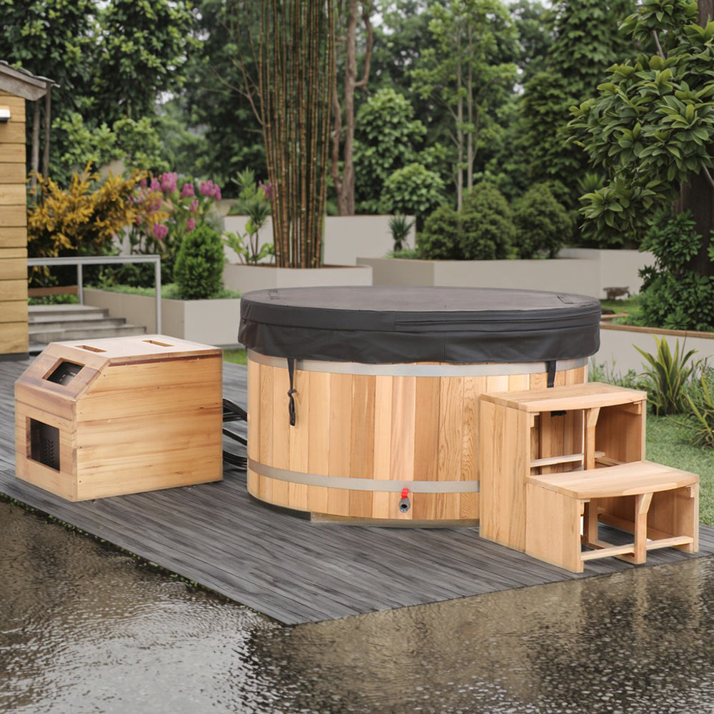 Double Capacity Oval Red Cedar Ice Bath Tub – Dual Person Cold Plunge Spa