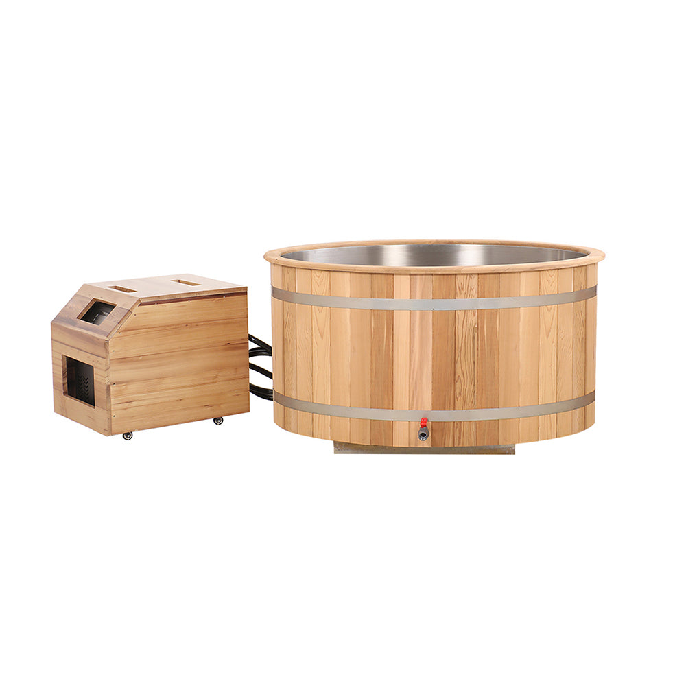 Double Capacity Oval Red Cedar Ice Bath Tub – Dual Person Cold Plunge Spa