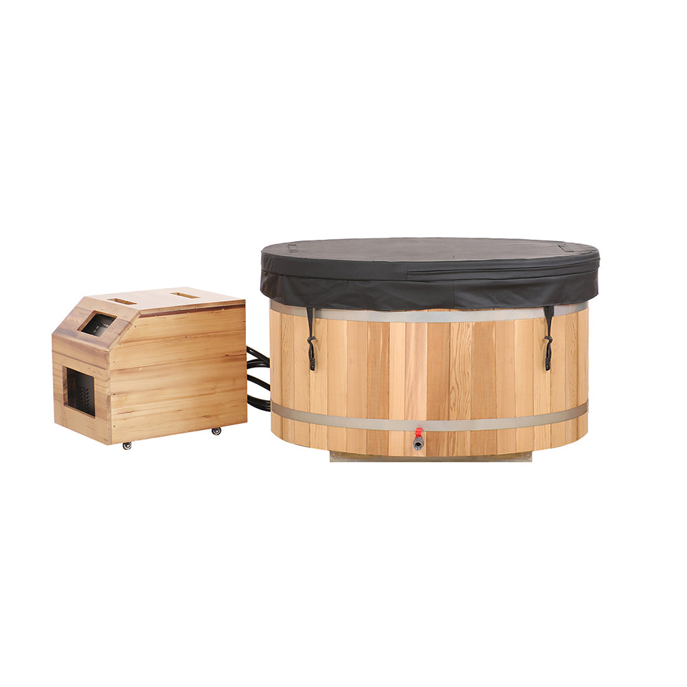 Double Capacity Oval Red Cedar Ice Bath Tub – Dual Person Cold Plunge Spa