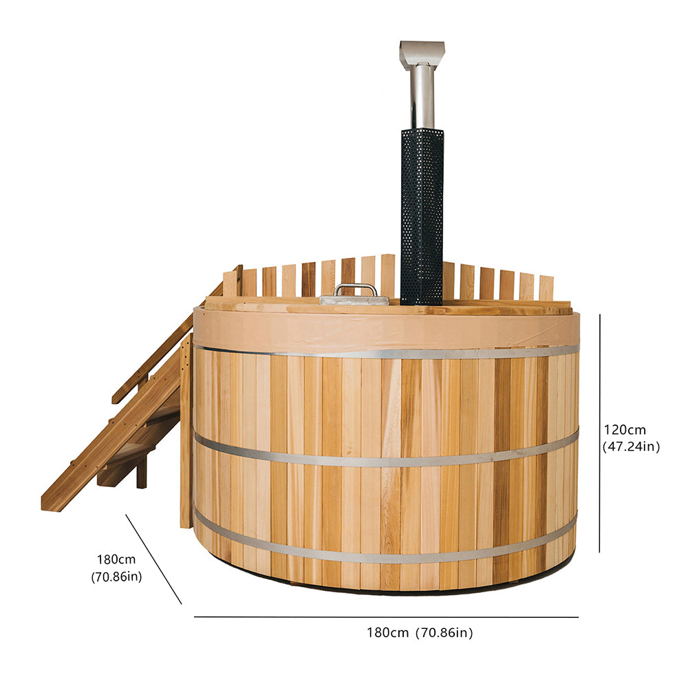 Built-In Oven Heated Wooden Hot Tub – Traditional Wood-Fired Spa