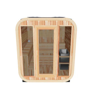 Patchwork Red Cedar Outdoor Square Sauna – Traditional Steam Kit