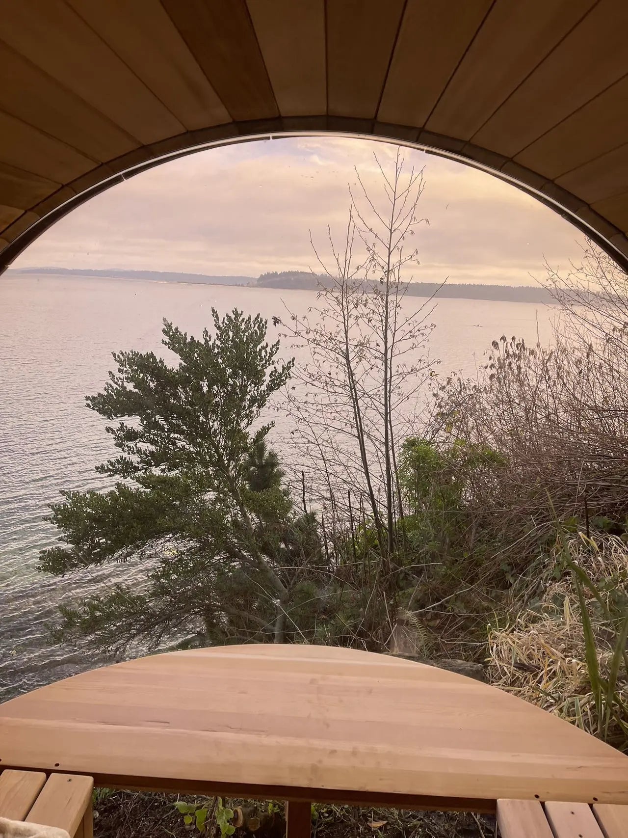 6 Person Outdoor Barrel Sauna with Front Porch & Panoramic Glass – Red Cedar Steam Sauna Kit