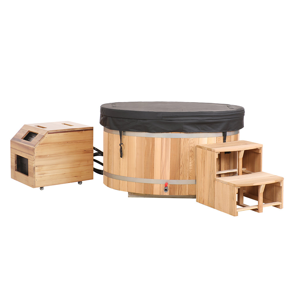 Double Capacity Oval Red Cedar Ice Bath Tub – Dual Person Cold Plunge Spa