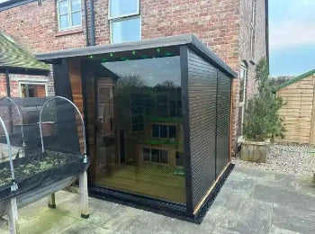 Outdoor Black Square Steam Sauna – 5 to 6 Person Canadian Hemlock