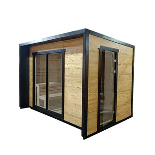 6-Person Square Luxury Outdoor Sauna with Private Changing Room – Premium Backyard Wellness