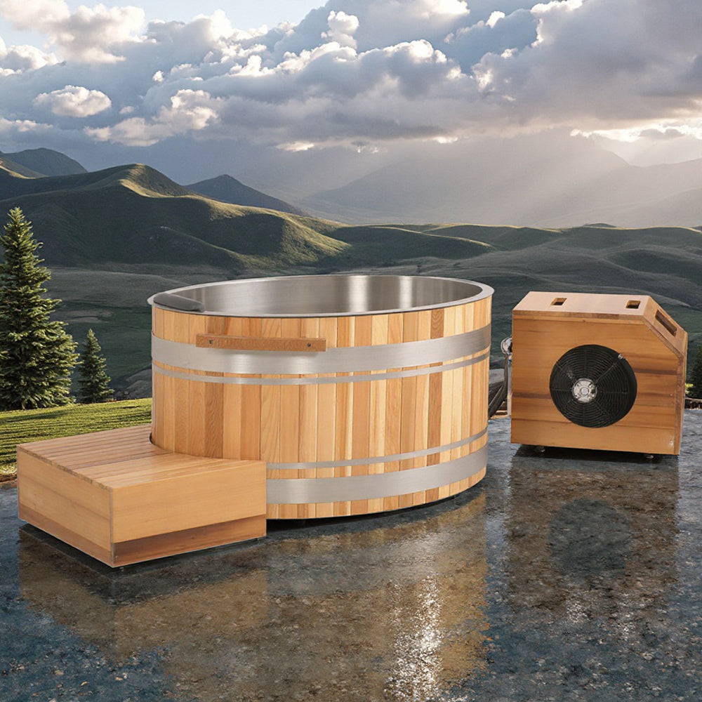 Premium Red Cedar Oval Ice Bath Tub – Cold Plunge Spa for Recovery & Wellness