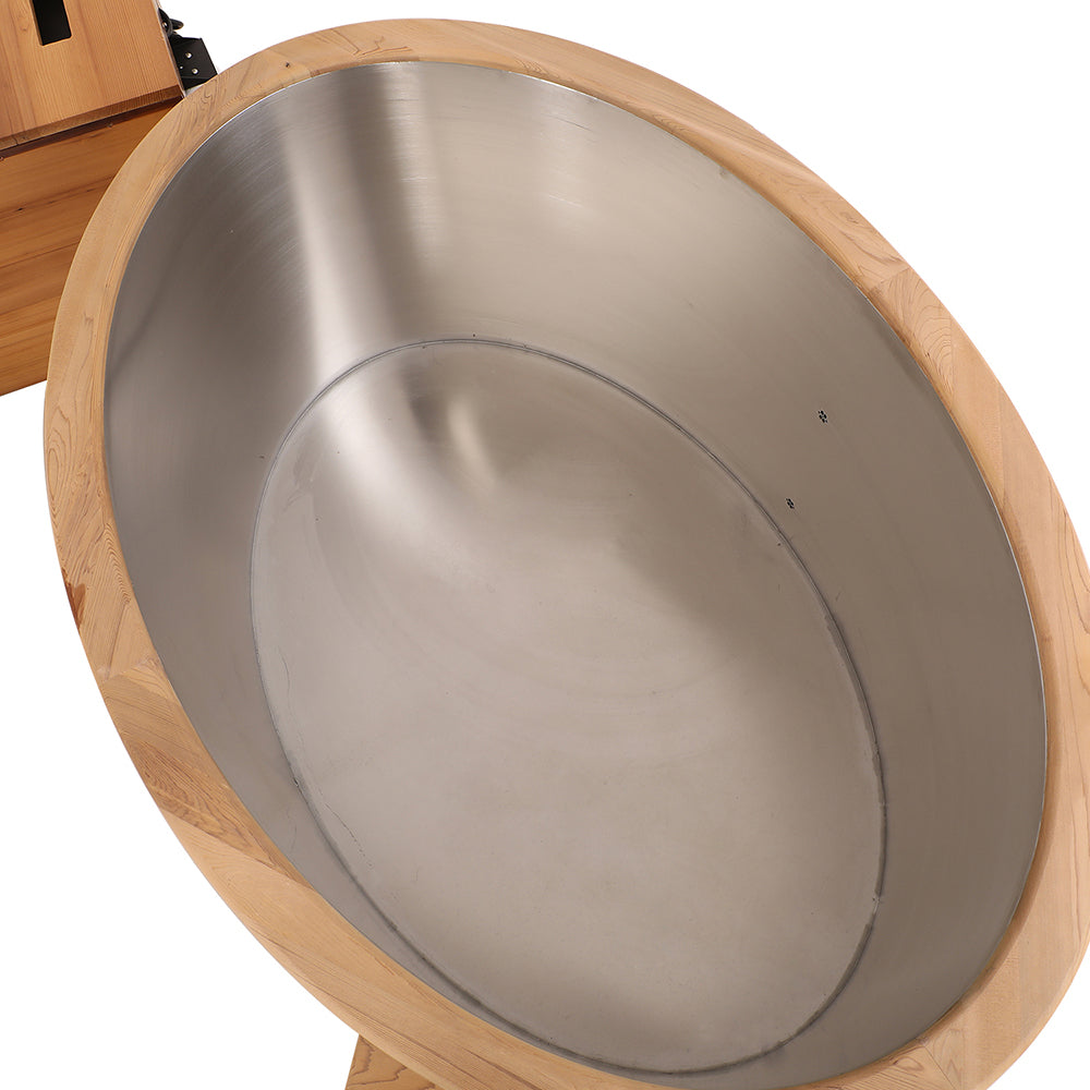 Double Capacity Oval Red Cedar Ice Bath Tub – Dual Person Cold Plunge Spa