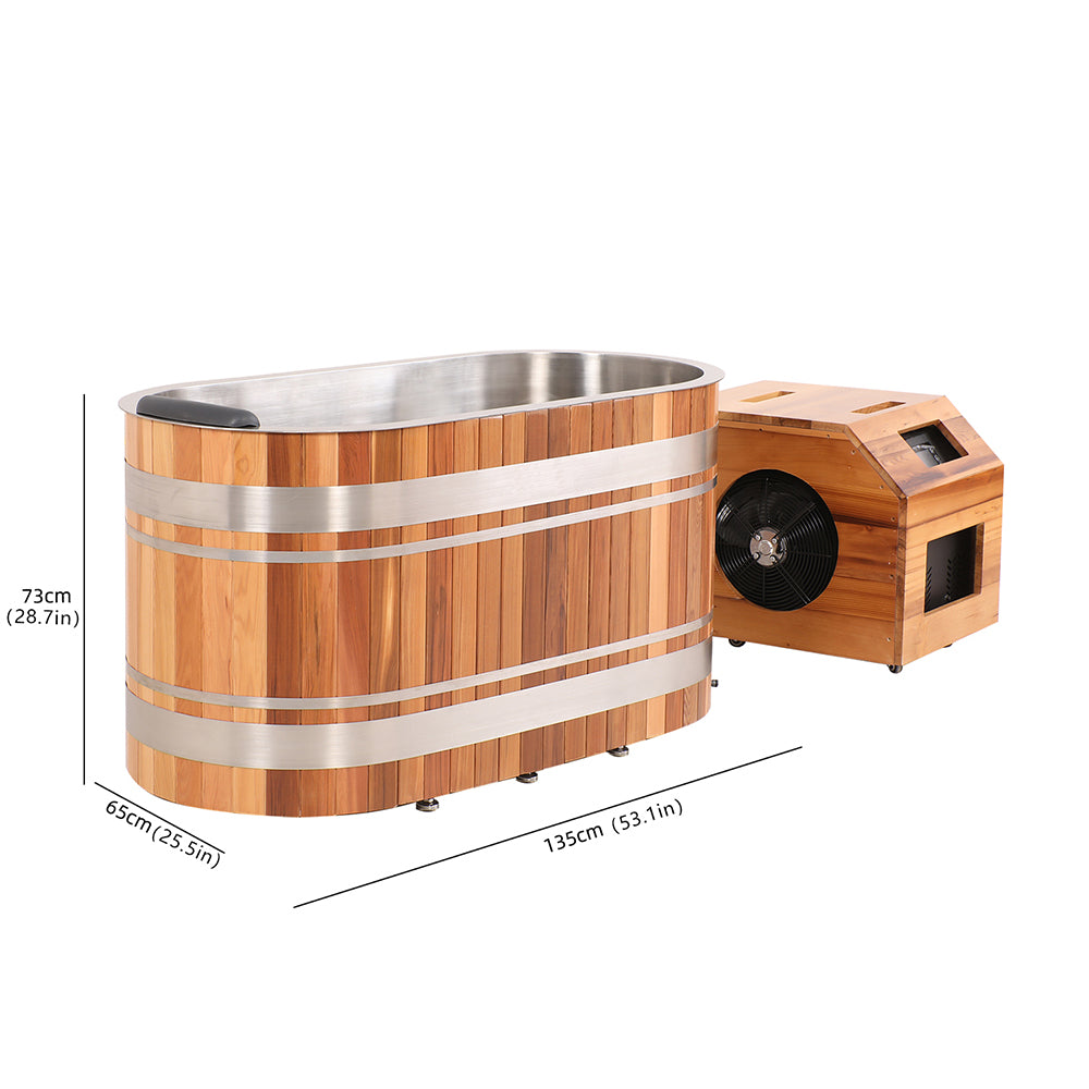U-Shaped Red Cedar Ice Bath Tub – Ergonomic Cold Plunge Spa Barrel