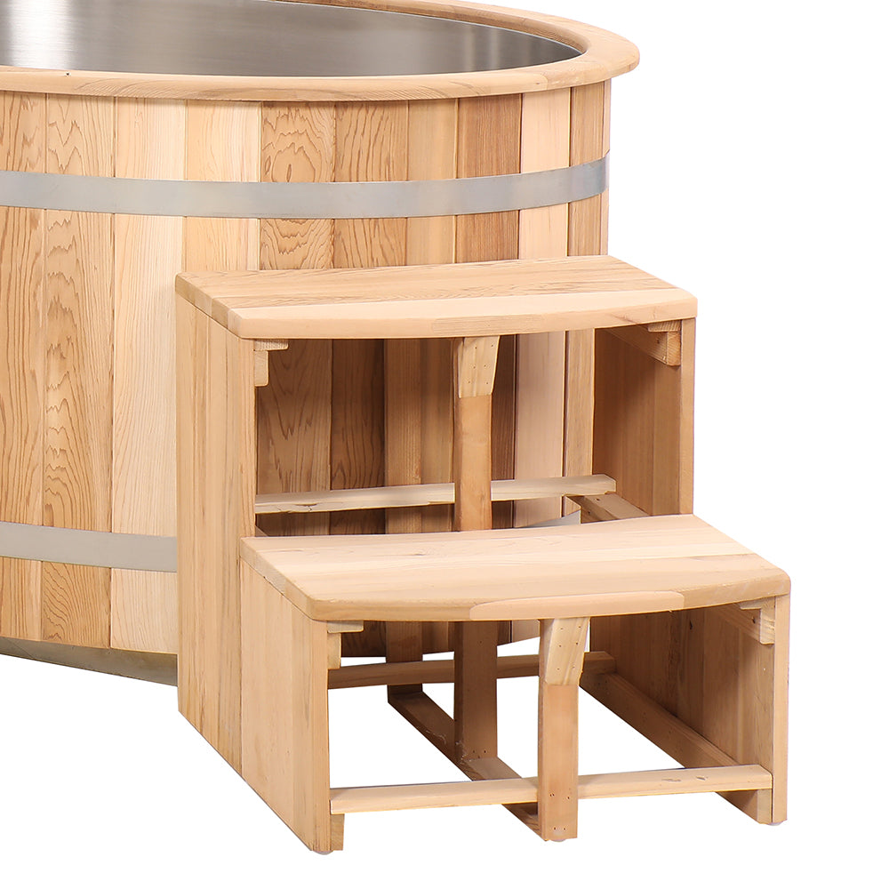 Double Capacity Oval Red Cedar Ice Bath Tub – Dual Person Cold Plunge Spa