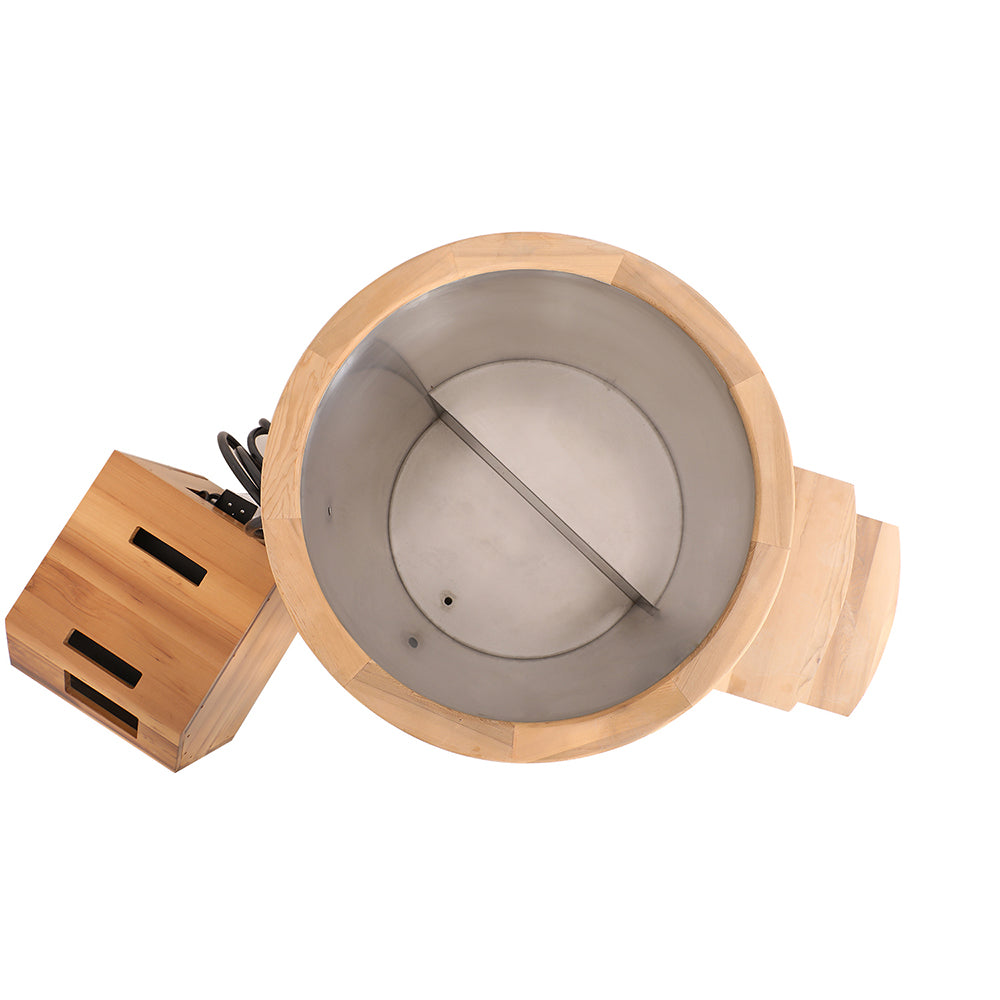 Round Red Cedar Cold Plunge Tub – Wooden Cryotherapy Spa Barrel for Recovery & Wellness