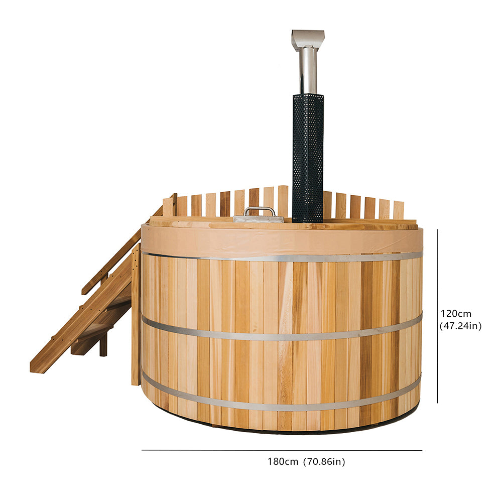 Built-In Oven Heated Wooden Hot Tub – Traditional Wood-Fired Spa