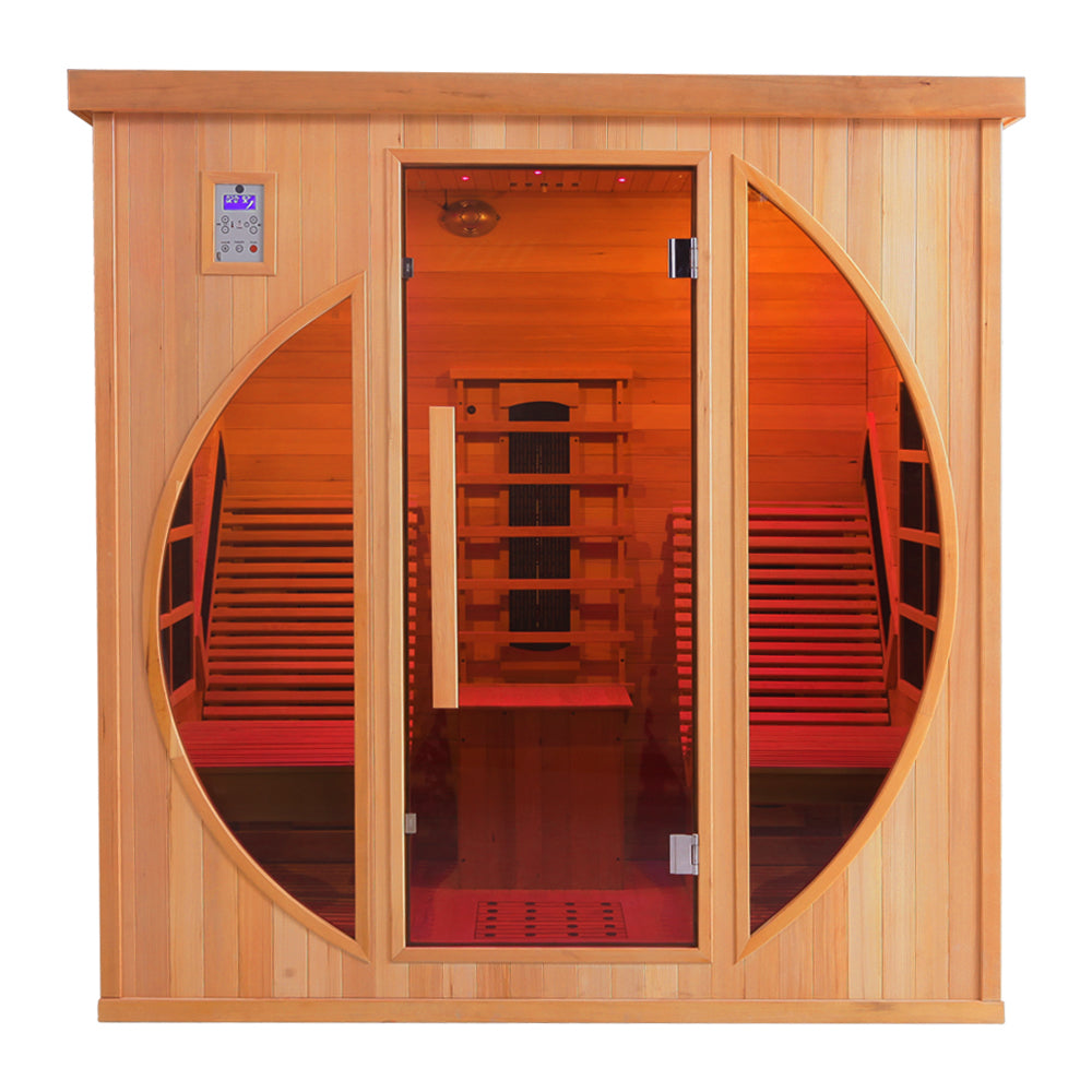 2-Person Red Cedar Indoor Infrared Sauna with Recliner & 7-Color LED Lights