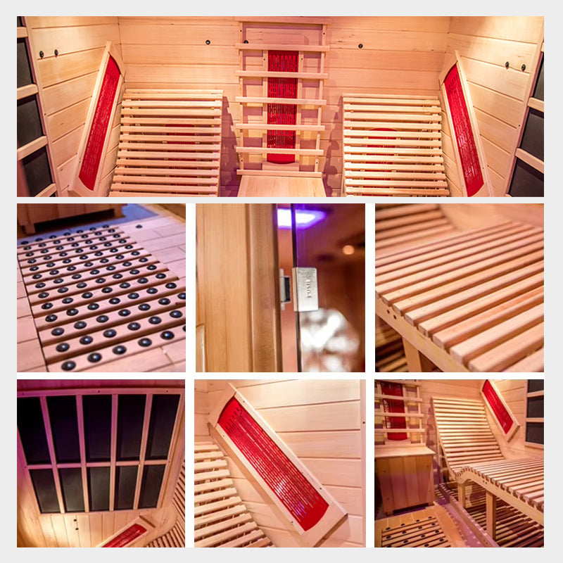 2-Person Red Cedar Indoor Infrared Sauna with Recliner & 7-Color LED Lights