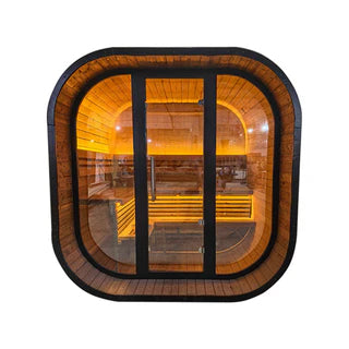New 4-6 Person Black Square Premium Thermo Spruce Outdoor Sauna Cabin