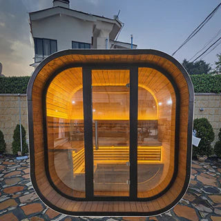 New 4-6 Person Black Square Premium Thermo Spruce Outdoor Sauna Cabin