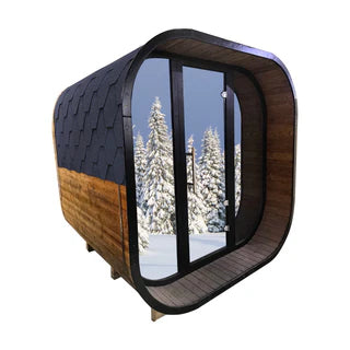 New 4-6 Person Black Square Premium Thermo Spruce Outdoor Sauna Cabin