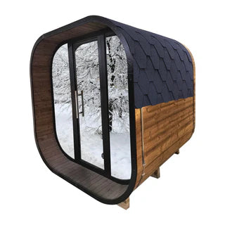 New 4-6 Person Black Square Premium Thermo Spruce Outdoor Sauna Cabin