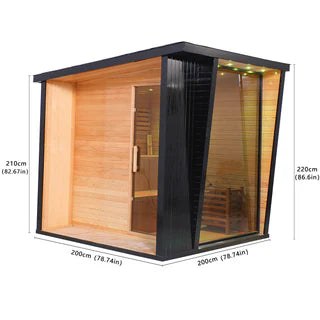 Outdoor Black Square Steam Sauna – 5 to 6 Person Canadian Hemlock