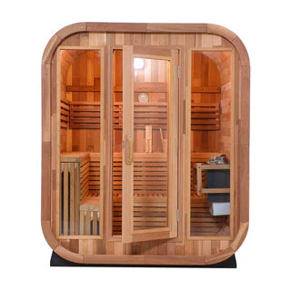 Patchwork Red Cedar Outdoor Square Sauna – Traditional Steam Kit